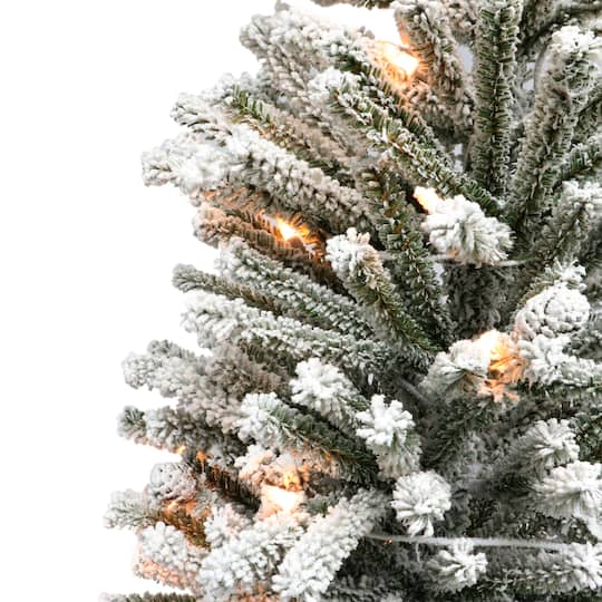ft. Pre-Lit Flocked Fir Artificial Christmas Tree